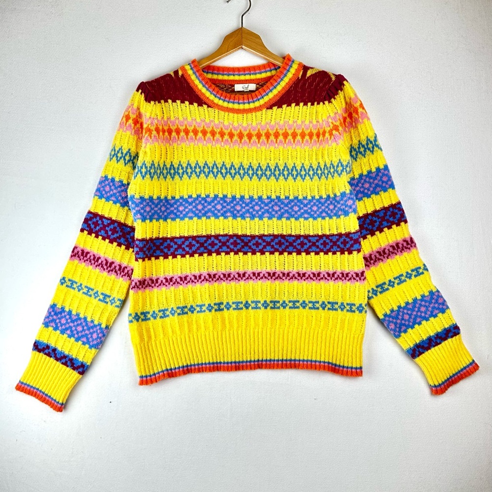 Easel Multi Stripe Colorful Fair‎ Isle Sweater